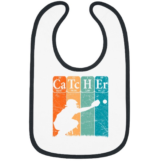 Sport Baseball Periodic Table Elements Nerd Baseball Catcher Retro 2 Bibs