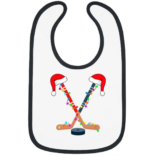 Sport Hockey Santa Hat Christmas Lights Funny Sport xmass Boys 16 Bibs