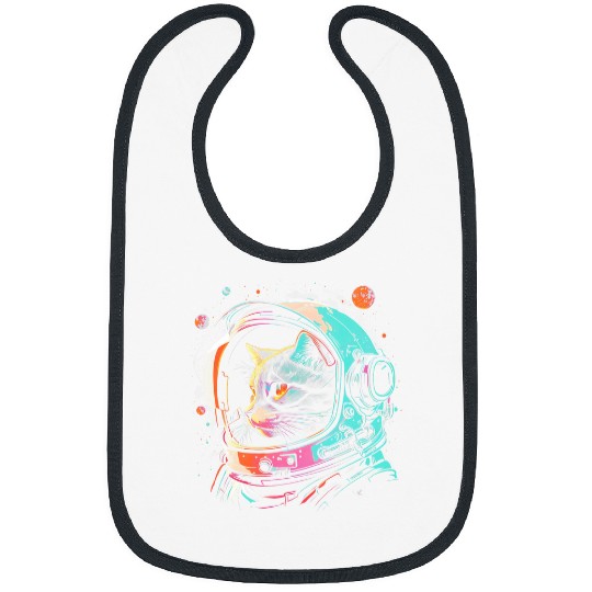 Astronaut Cat Or Funny Space Cat On Galaxy Kitty Cat Lover Bibs