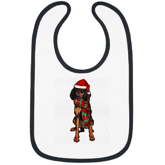Coonhound Pet xmass Black and Tan Coonhound Santa Claus Hat Ugly Christmas 1 Bibs