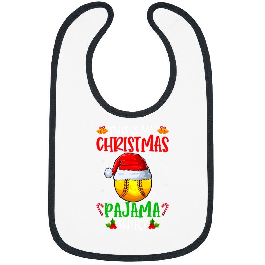 Softball Gift This Is My Christmas Pajama Funny Santa Softball Team 89 Bibs