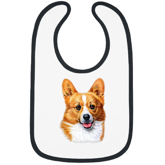 Corgi Pet Face Portrait Drawing Painting Art Pembroke Welsh Corgi Bibs