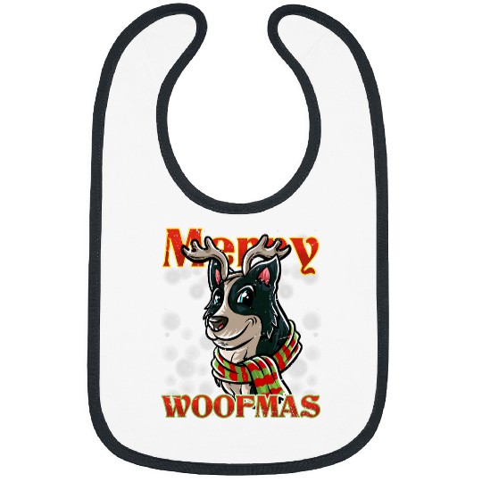 Border Collie Pet Merry Woofmas Border Collie Reindeer Dog Christmas Dogs 1 1 Bibs