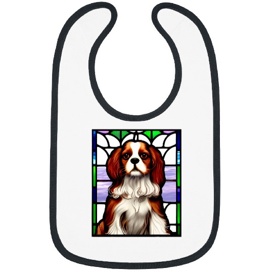 Cavalier Pet King Charles Spaniel Stained Glass Pop Art 9 Bibs