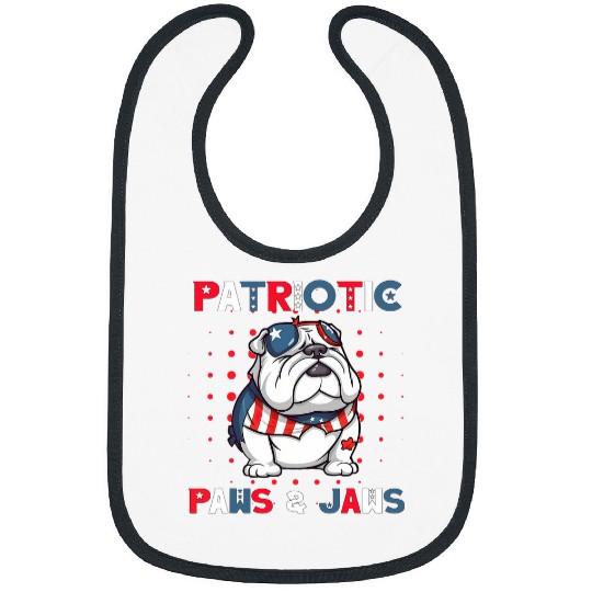 English Bulldog Pet 4th of July Bulldog Patriotic Paws Jaws Design Bibs