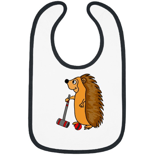Sport Croquet Hedgehog Gift Smiletodaytees Funny Hedgehogs Playing Croquet Bibs