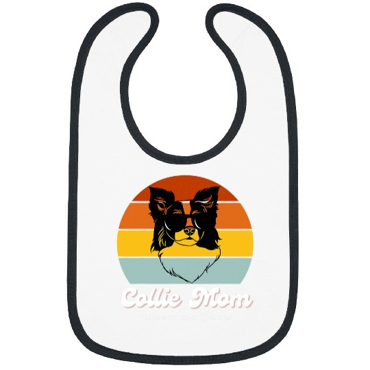 Border Collie Pet Mom Retro Style Sunset Cool Collie Mom Bibs
