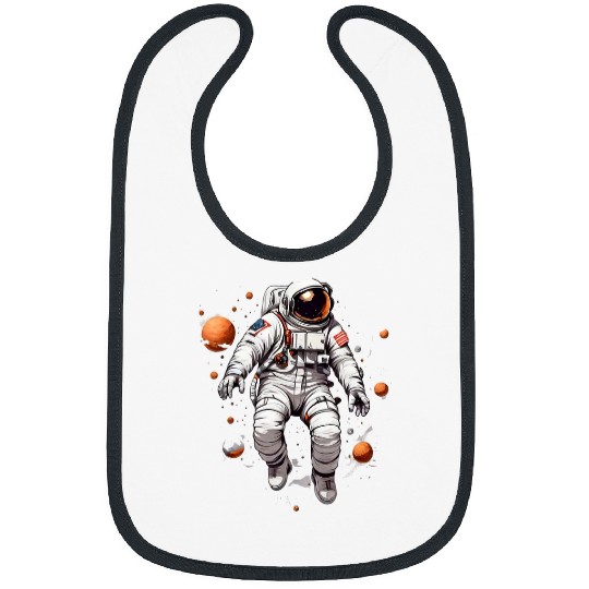 Astronaut Floating In Space Solar System Stars Planets 4 Bibs