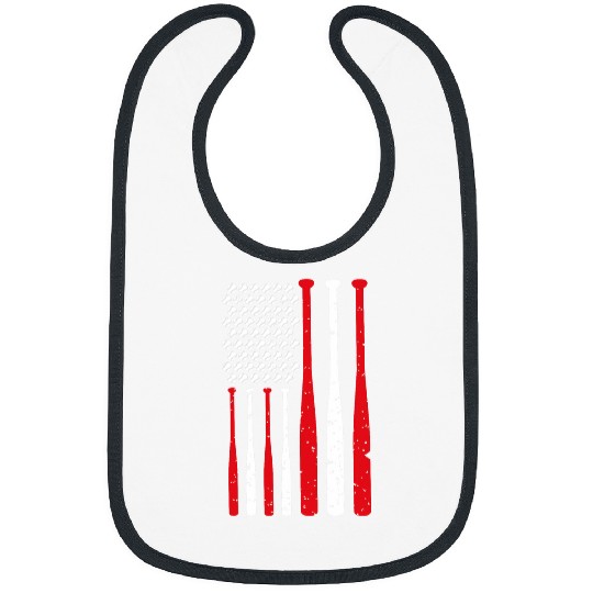 Sport Baseball USA American Flag Baseball Red White Blue 4th of July Top 2 Bibs