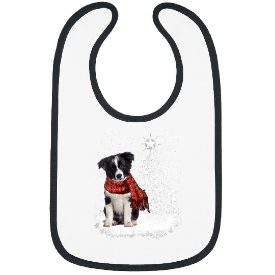 Border Collie Pet On Snow Christmas Tree Lighting Scarf Xmas Bibs
