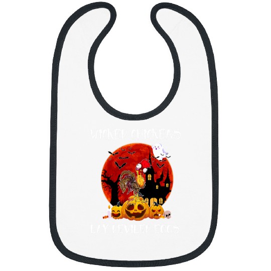 Farmer Wicked Chickens Lay Deviled Eggs Halloween Pumpkin Bibs