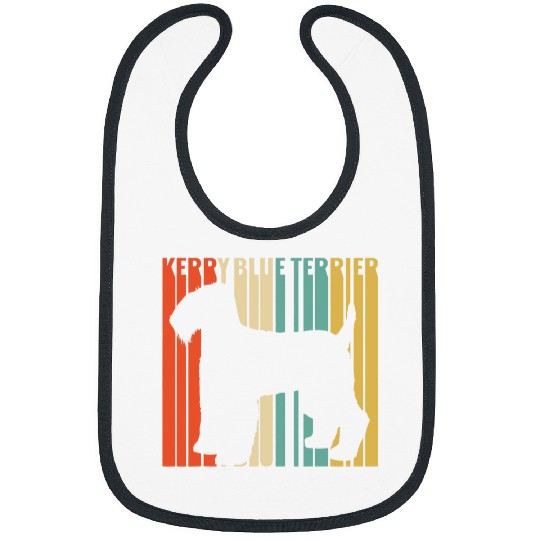 Kerry Blue Terrier Pet Retro 1970s Dog Silhouette Blue Terrier Bibs
