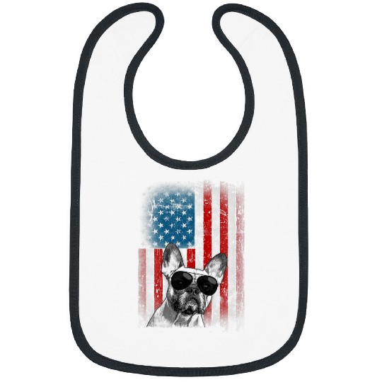 French Bulldog Pet Frenchie Dog Patriotic USA Flag French Bulldog Design for Frenchie Owners 3 Bibs