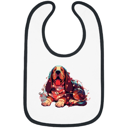 Basset Hound Pet Funny Cute Basset Hound Dog Christmas Tree Lights xmass Boys Bibs