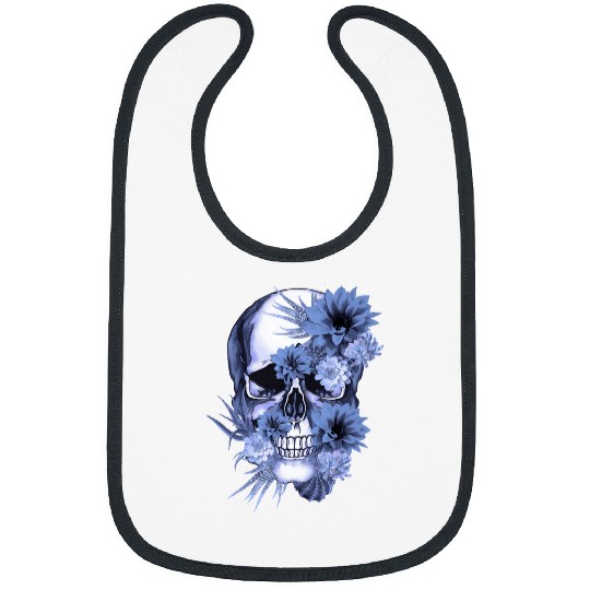 K9 Pet Skeletons Sugar skull with succulents plants blue navy cool Bibs