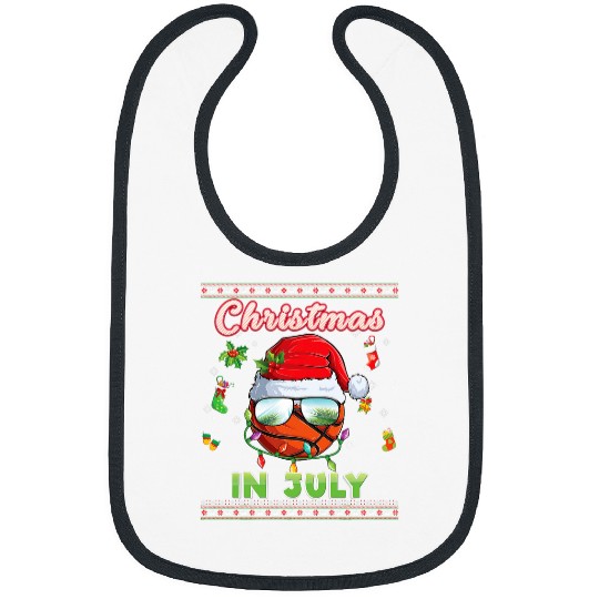 Sport Basketball Christmas In July Basketball xmass Lights Santa Sunglasses Bibs