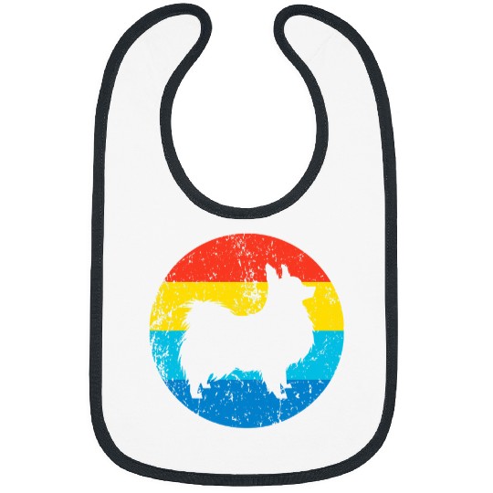 Papillon Pet Breed Silhouette Retro 1970s Circle Bibs