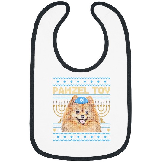 Pomeranian Pet Pawzel Tov Jewish Pomeranian Dog Funny Hanukkah Bibs