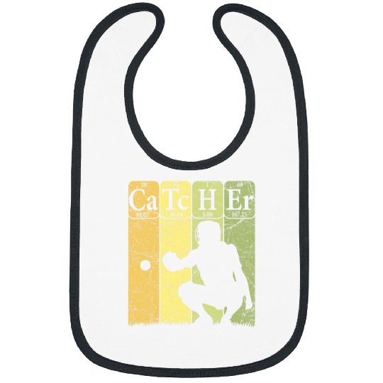 Sport Baseball Periodic Table Elements Nerd Baseball Catcher Retro 2 Bibs