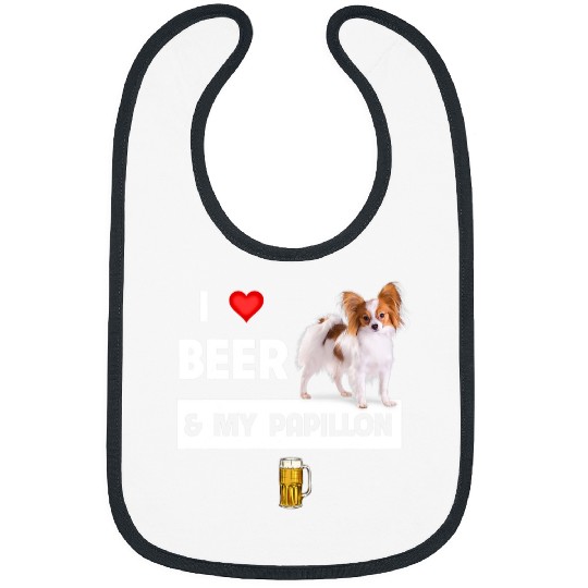 Papillon Pet Beer I Love Beer and My Papillon Mom Dad Dog Drinking Pet Parent 3 Bibs