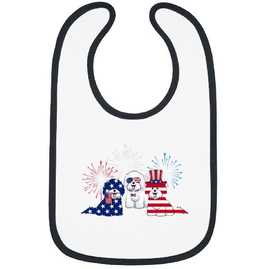 Bichon Pet Frise Pride American Bichon Frise Day July 4th Bichon Frise Lover Bibs