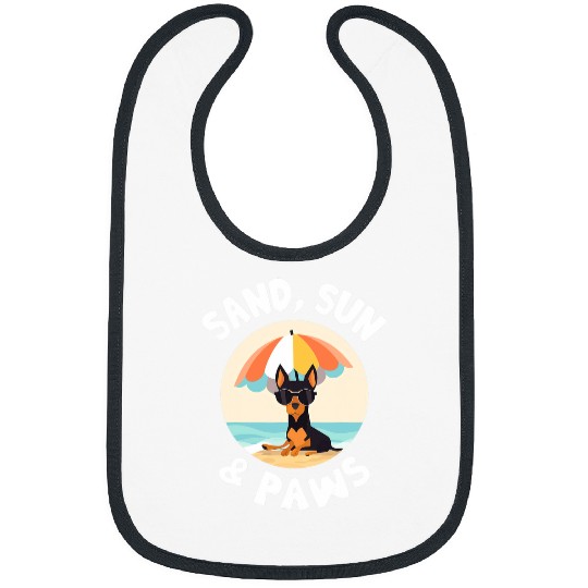 Miniature Pinscher Pet Sand Sun And Paws Funny Dog Beach Bibs