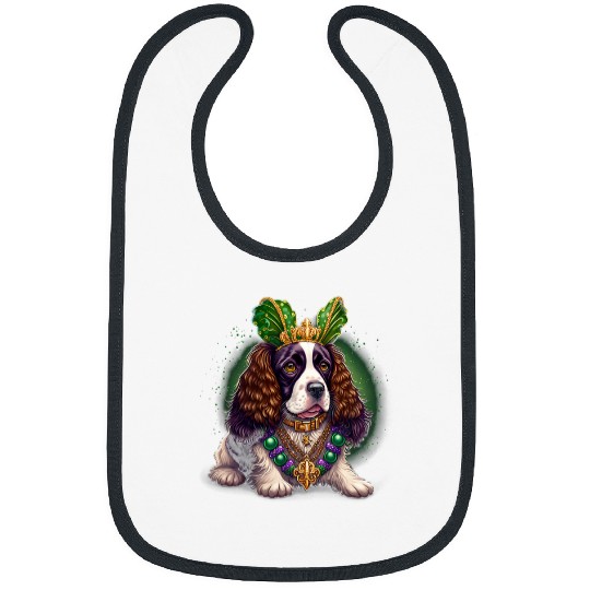 English Springer Spaniel Pet Mardi Gras King Queen English Springer Spaniel dog 3 Bibs