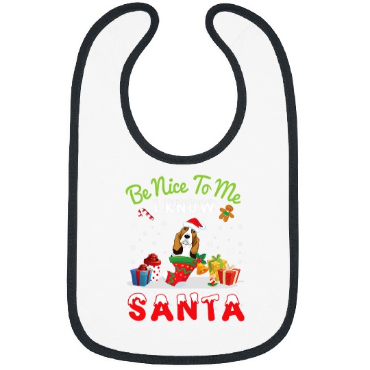 Basset Hound Pet Dog Be Nice To Me I Know Santa Claus Christmas Bibs