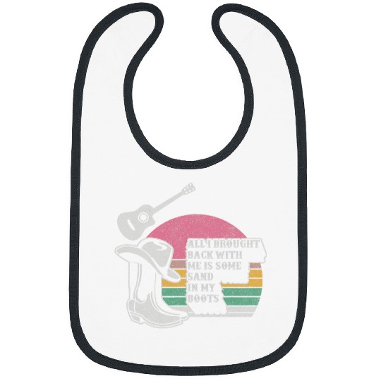 Funny Guitar Retro Sand In My Boots Western Cowgirls Boots Guitar Cowboy 1 Bibs