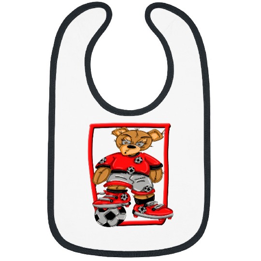 Sport Soccer Teddy Bear Playing Soccer by Street Artist Zamiro 2 Bibs