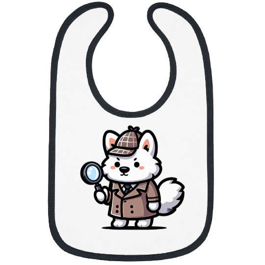 Samoyed Detective Funny Dog Mystery 1 Bibs