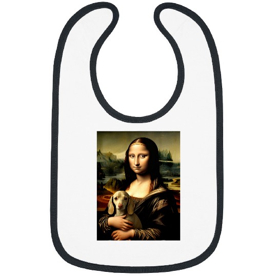 Dachshund Pet Mona Lisa With Dog Funny Leonardo Da Vinci Dachshund Art Bibs