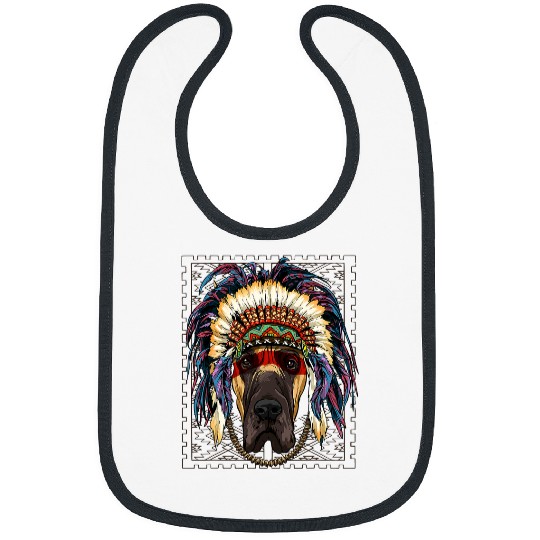 Great Dane Pet Native Indian Great Dane Native American Indian Dog Lovers 431 Bibs