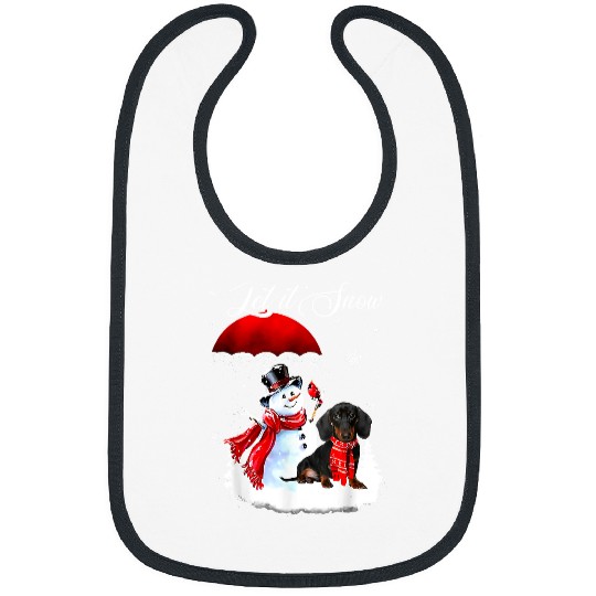 Dachshund Pet Let It Snow xmass Cute Dachshund And Snowman Christmas 39 Bibs