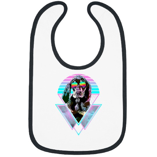 Coonhound Pet Vintage Retro Sunset Vaporwave Beach Vibe Bibs