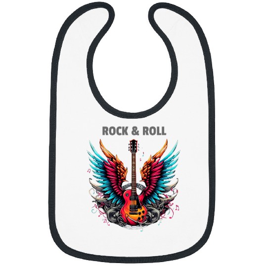 Funny Guitar Rock Roll Guitar Music Wings Bibs