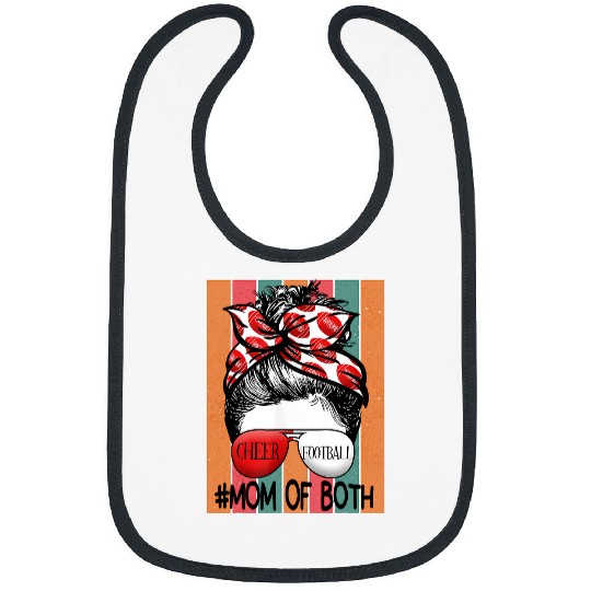 Sport American Football Cheer Football Cheerleading Mom Of Both Messy Hair Bun 73 Bibs