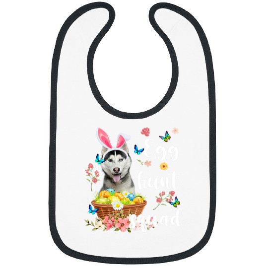 Husky Pet Happy Easter Day Colorful Egg Hunt Squad Bibs