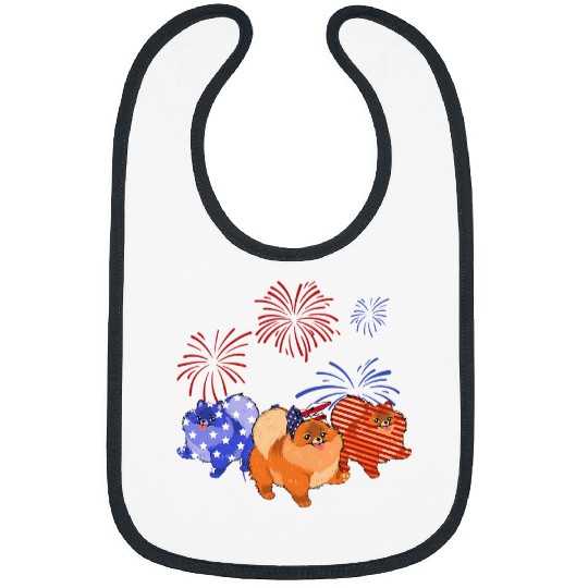 Pomeranian Pet Red White Blue Pomeranian American Flag 4th Of July Bibs