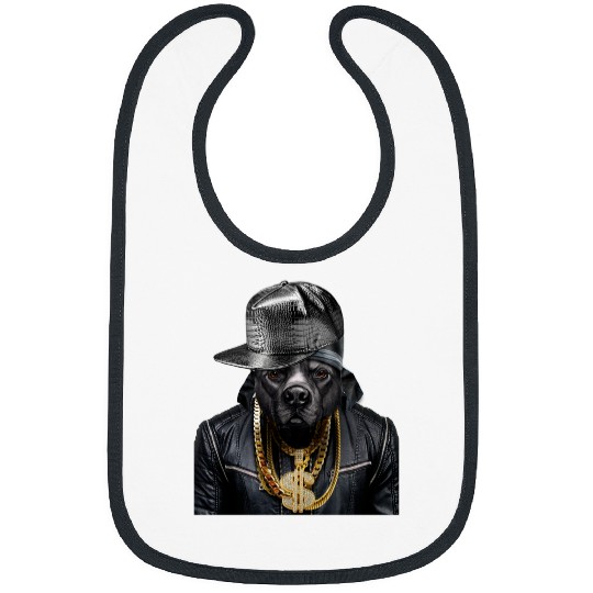 Pitbull Pet Black Pit Bull Rapper as Hip Hop Artist Bibs