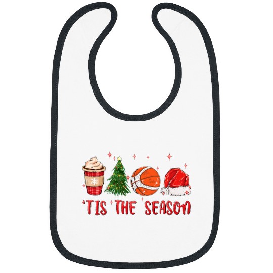 Sport Basketball Retro Basketball Tis The Season Christmas Game Day Hot Cocoa Bibs