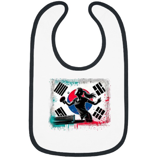 Sport Ping Pong Player South Korea Flag Bibs