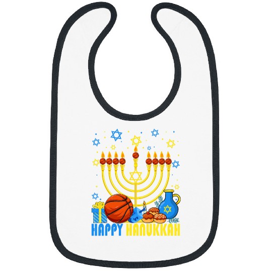Sport Basketball Balls Temple Menorah Happy Hanukkah Pajama Bibs