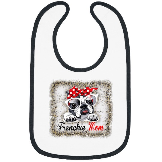 French Bulldog Pet Dad Mom Boy Girl Leopard Bleached 2 Bibs