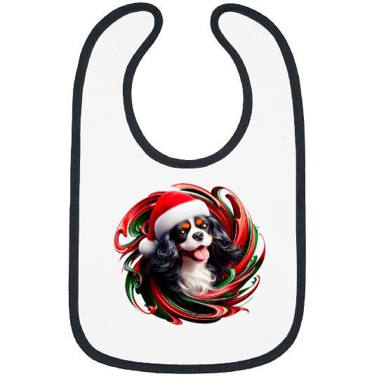 Cavalier Pet King Charles Spaniel Dog Black White Christmas Bibs