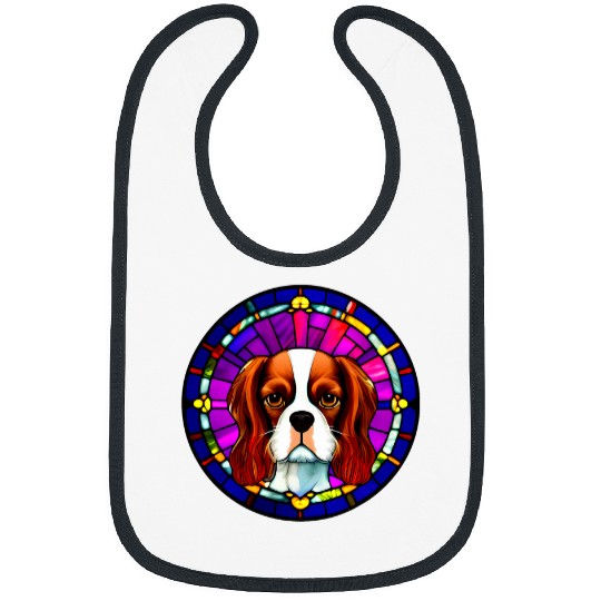 Cavalier Pet King Charles Spaniel Stained Glass Pop Art 6 Bibs
