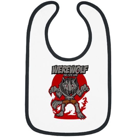 Coyote Mammal Cute werewolfs under the red moon on Halloween Bibs