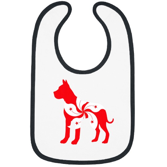 Boxer Pet Silhouette Flag of Hong Kong Bibs