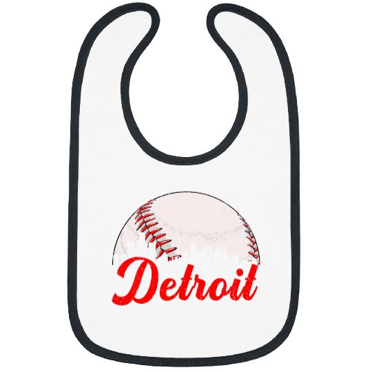 Sport Baseball vintages Detroit Cityscape Baseball Lover Player and Fans Bibs