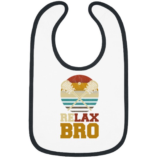 Sport Lacrosse Gift Relax Bro Vintage Retro Lacrosse Stick Sun Gift Bibs